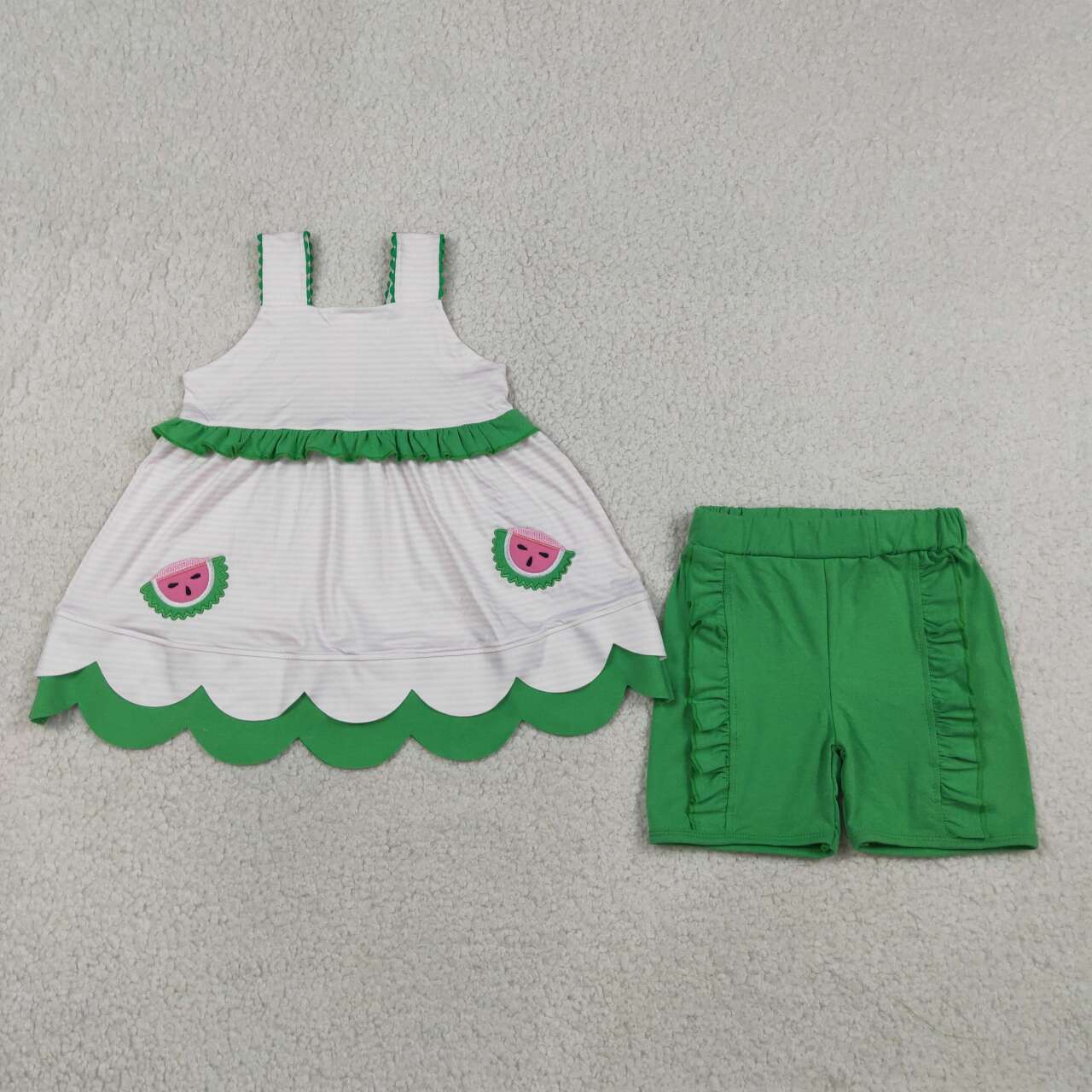Girls embroidery watermelon top matching shorts girls summer outfit