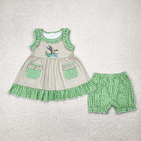mallard duck green gingham pocket outfit