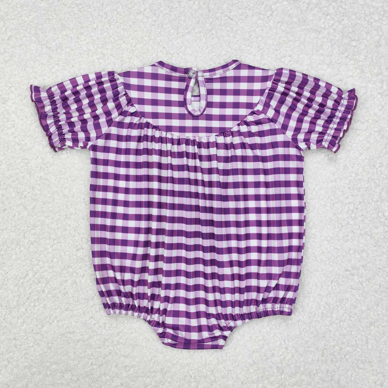 Mardi Gras embroidery crocodile crawfsih short sleeve plaid smocked romper