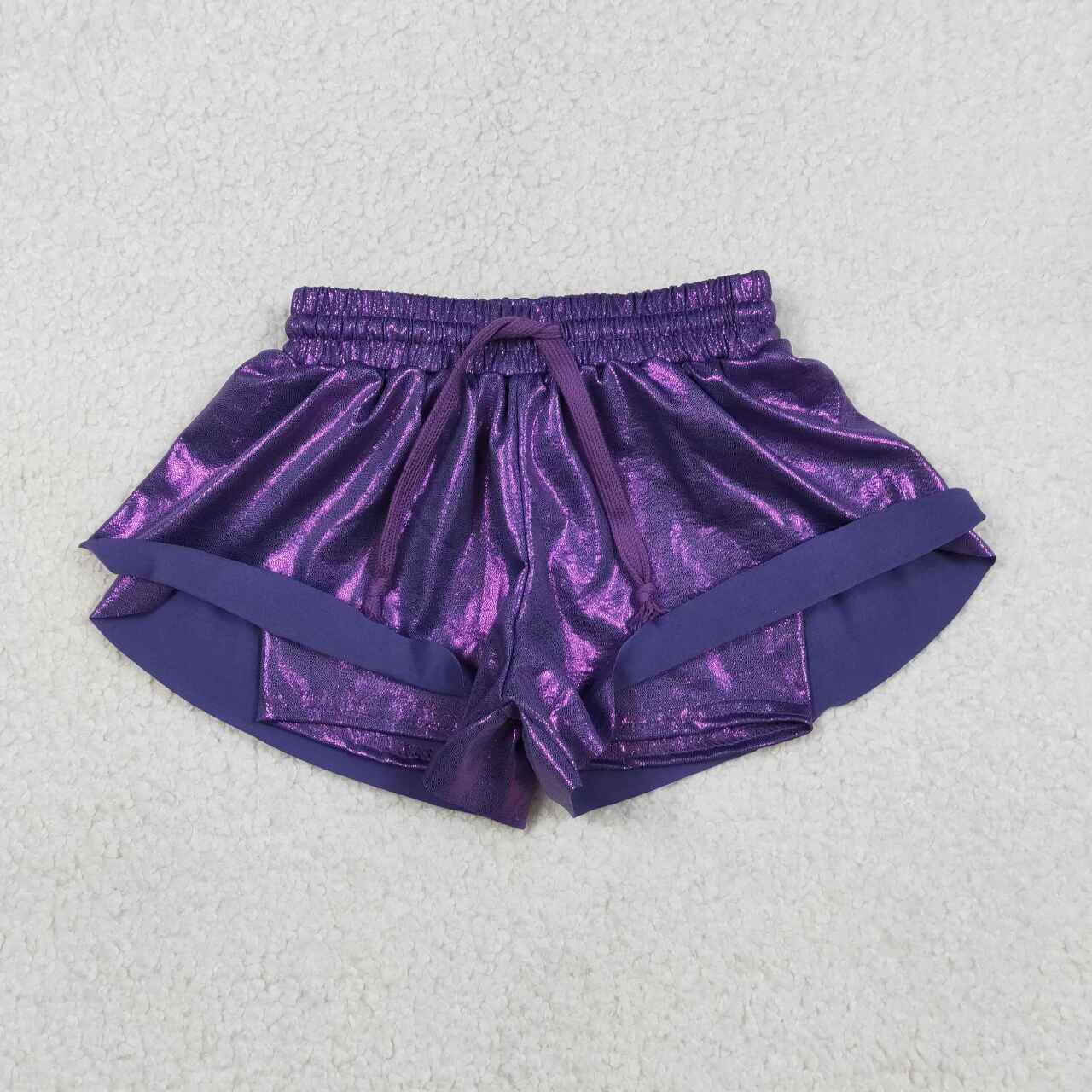 Toddle baby Mardi Gras purple summer leather shorts