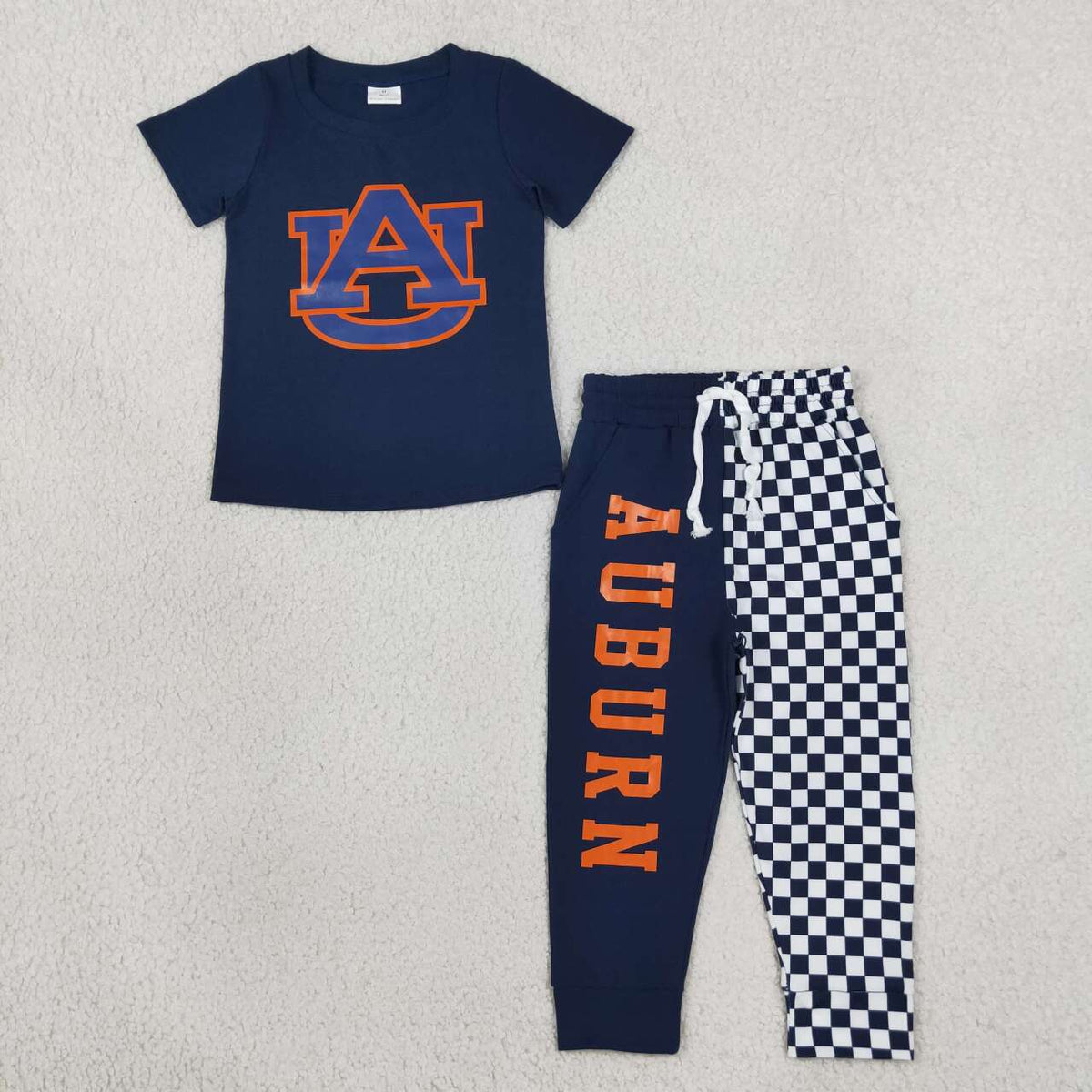 Auburn print short sleeve top matching pants boy outfit