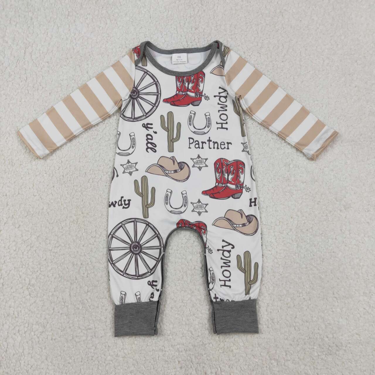 Western boots design toddle baby romper