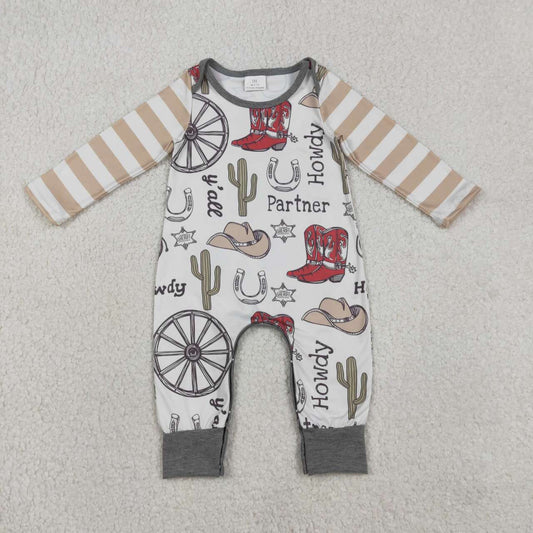 Western boots design toddle baby romper