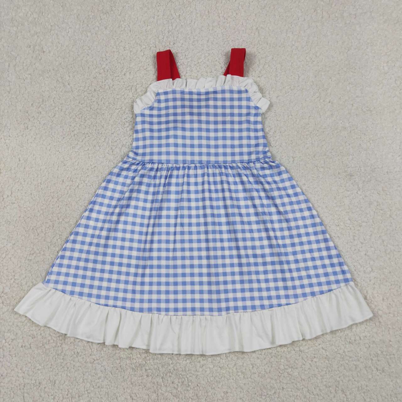 Blue plaid girls summer dress