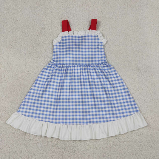 Blue plaid girls summer dress