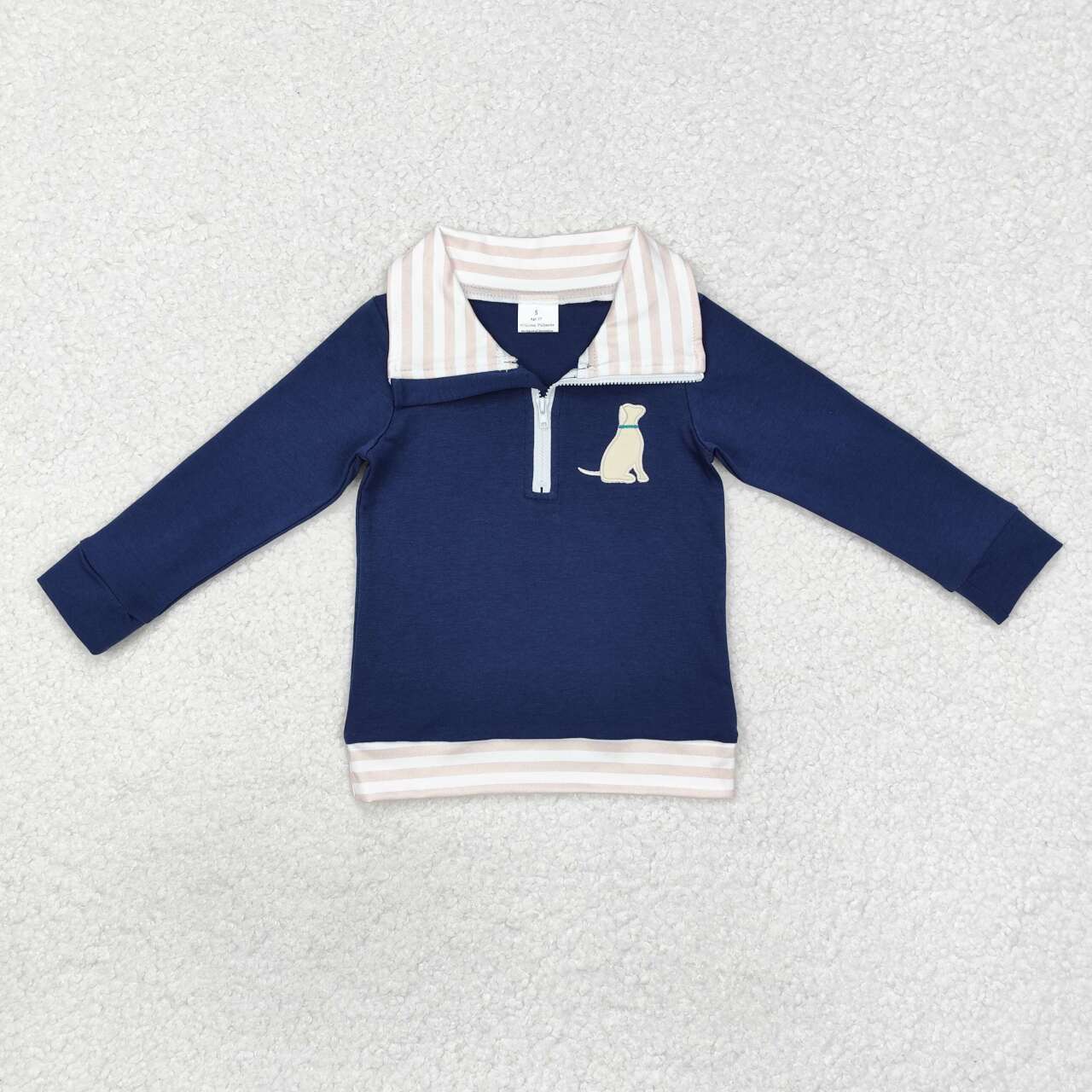 Baby Boy Embroidery Hunting Dog Long Sleeve Pullover