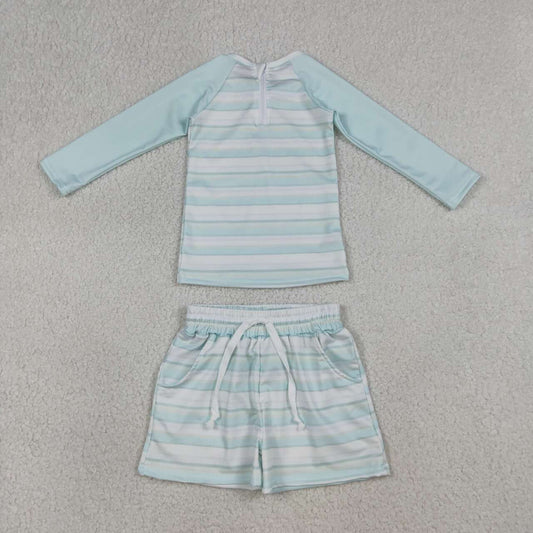 Blue stripes design baby two pieces bathing suit kids swimwear