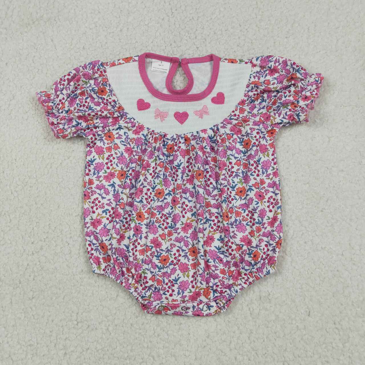 Toddle baby girl floral design smocked romper
