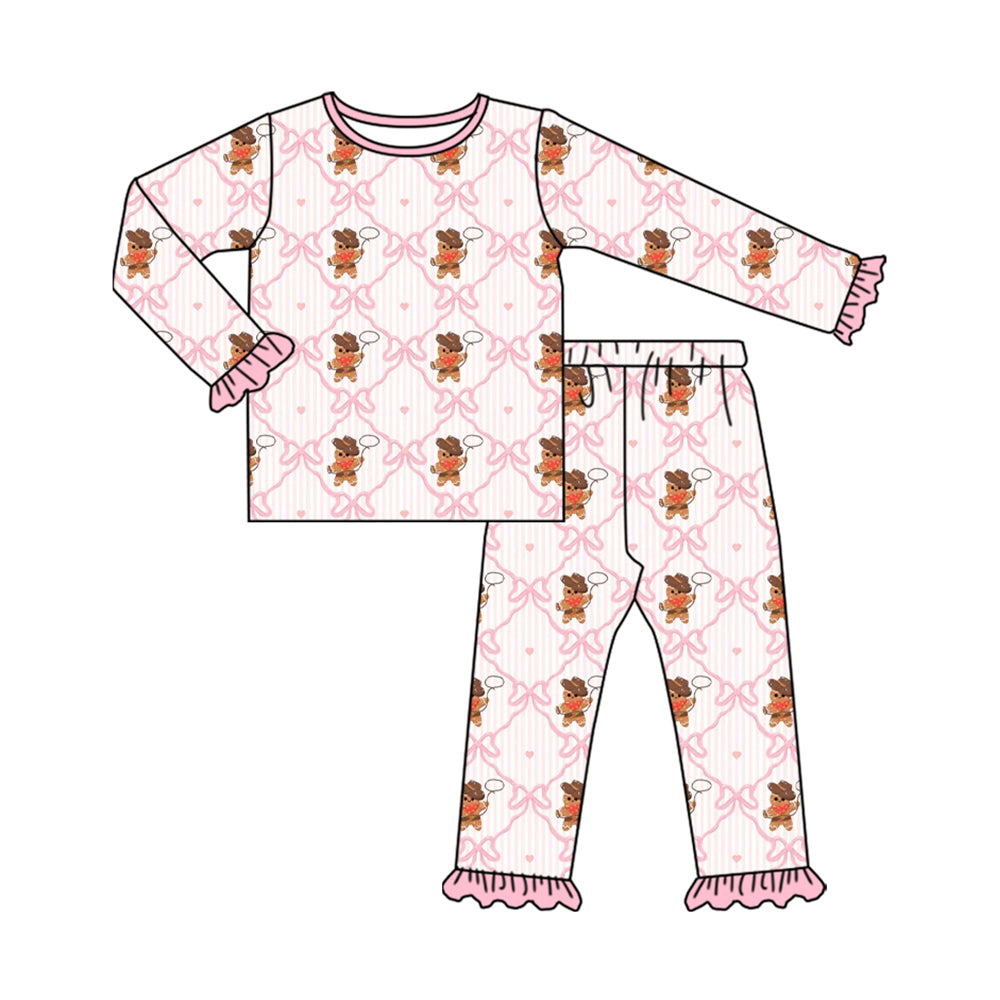 Toddle kids Christmas gingerbread western design design pajama set outfit