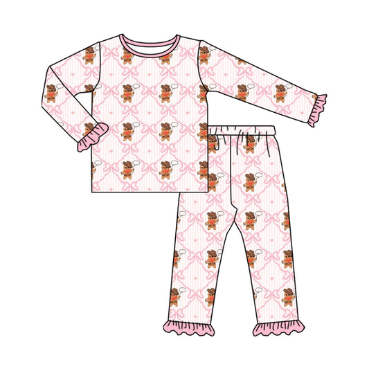 Toddle kids Christmas gingerbread western design design pajama set outfit