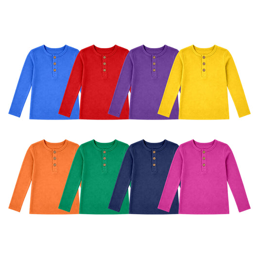 baby girls custom design long sleeve solid color cotton top