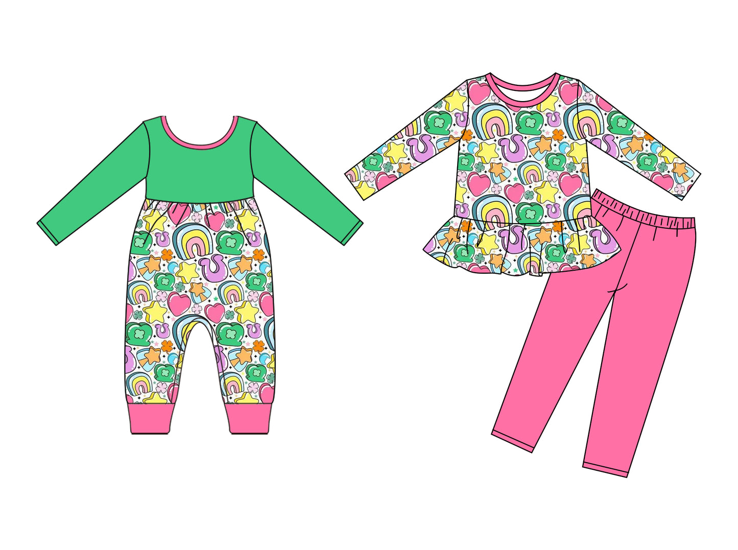 Toddle kids Saint Patrick's Day matching outfit wholesale baby clothes