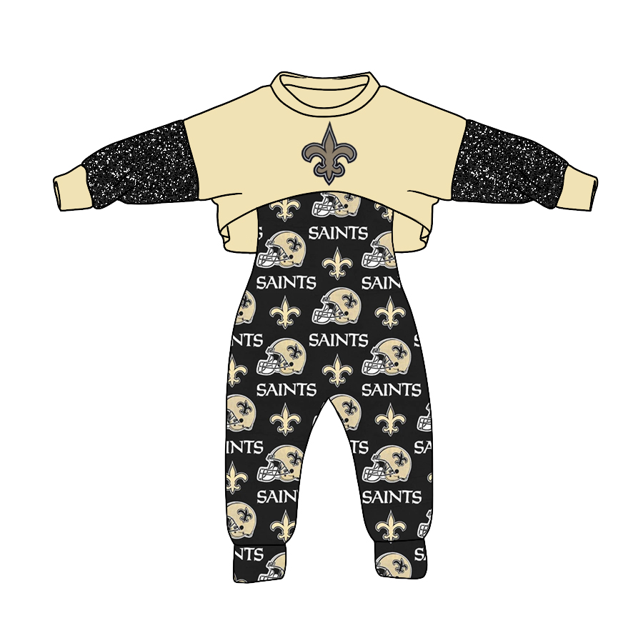 Girls game day colleague team top suspender 2pcs clothes set
