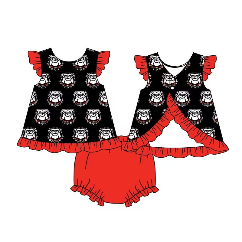 baby girl bulldog colleague team bummies set