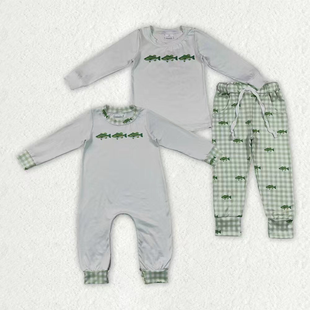 Fish long sleeve top matching pants boy outfit