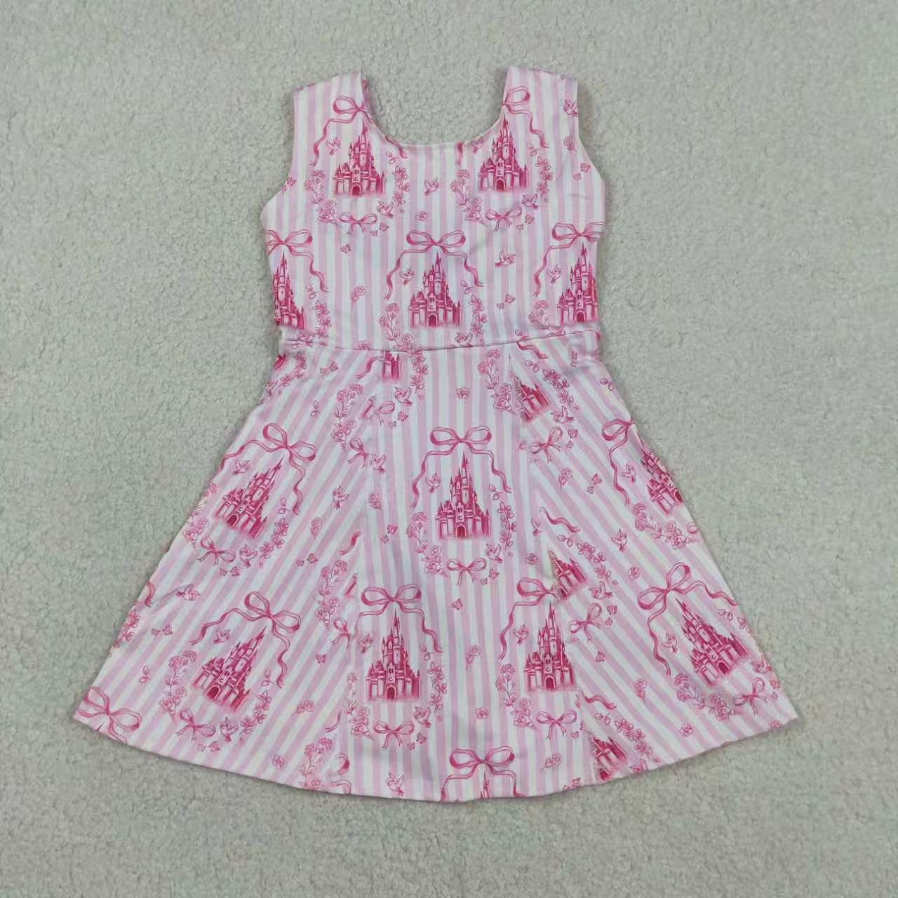 Pink castle tank top matching skorts girls summer active yoga outfit
