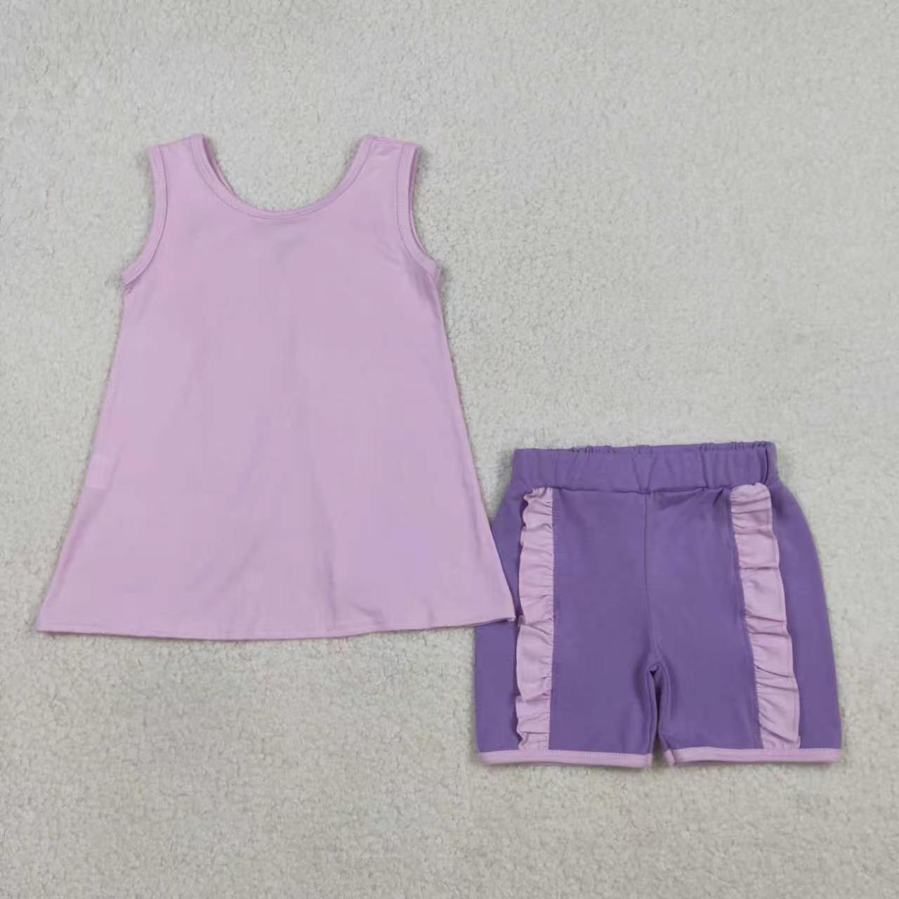 Yellow tank top matching shorts girl summer outfit