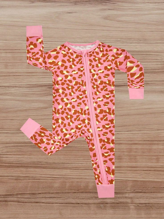Toddle kids cheetah long sleeve romper