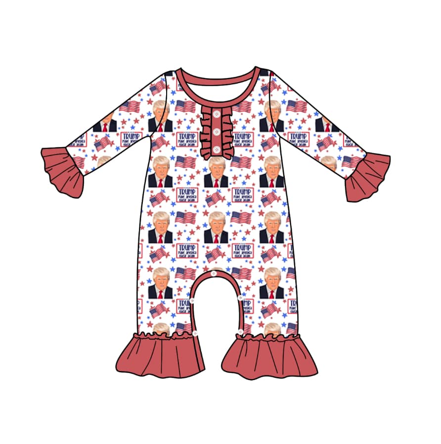 baby girl custom trum long sleeve romper