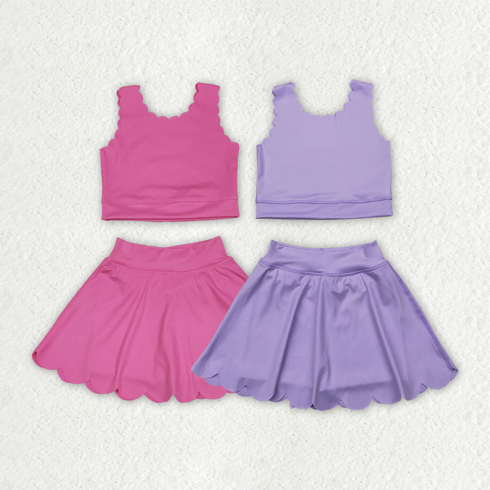 Baby girls lavender active wear athletic summer yoga skirt outfit