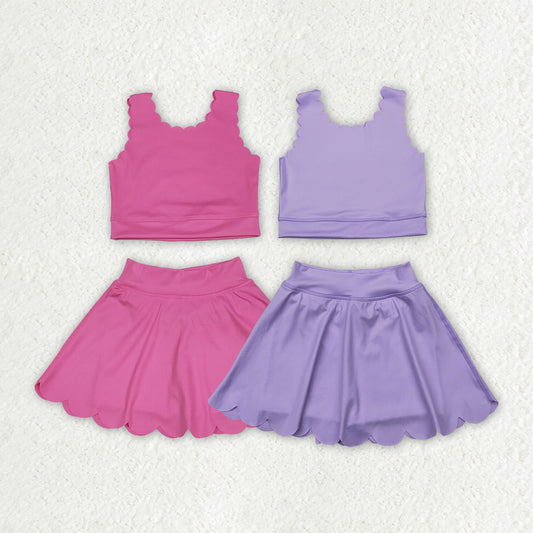 Baby girls lavender active wear athletic summer yoga skirt outfit