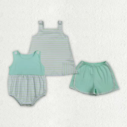 Stripes top matching shorts girls summer outfit