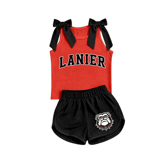 Custom team bow top matching shorts girls summer outfit