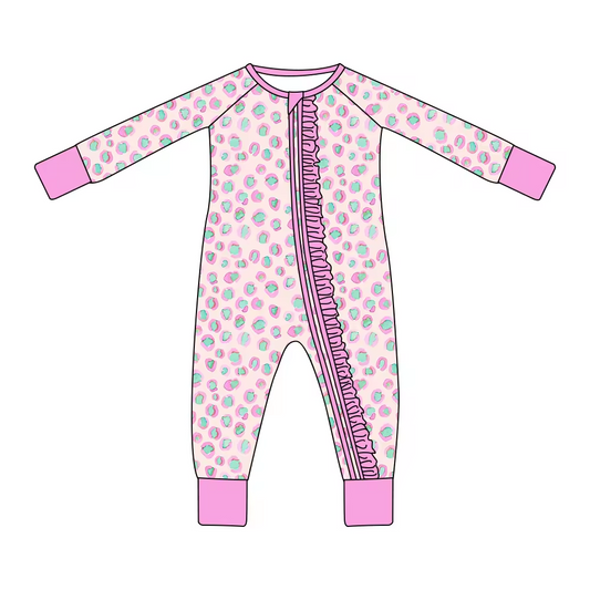 infant baby long sleeve cheetah zip romper