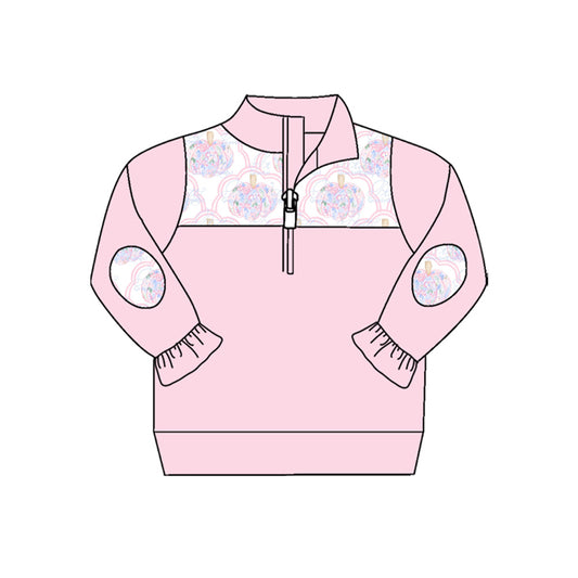 baby girls toddle long sleeve floral pumpkin pullover