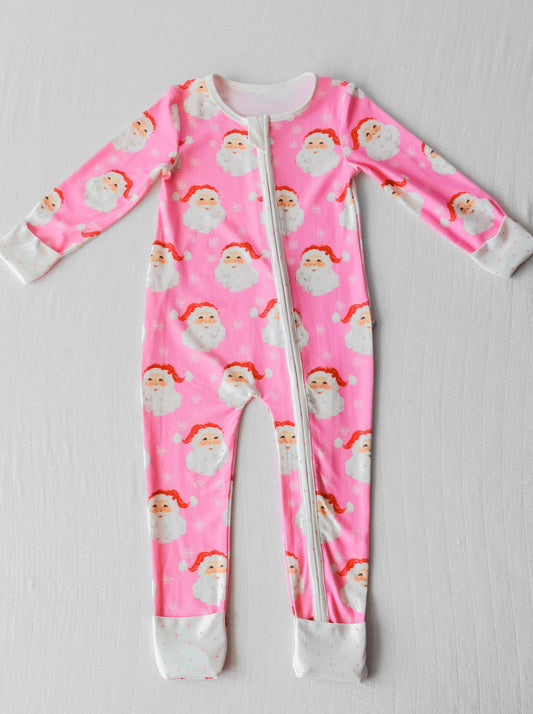 baby girls Christmas Santa Claus fall winter zip romper
