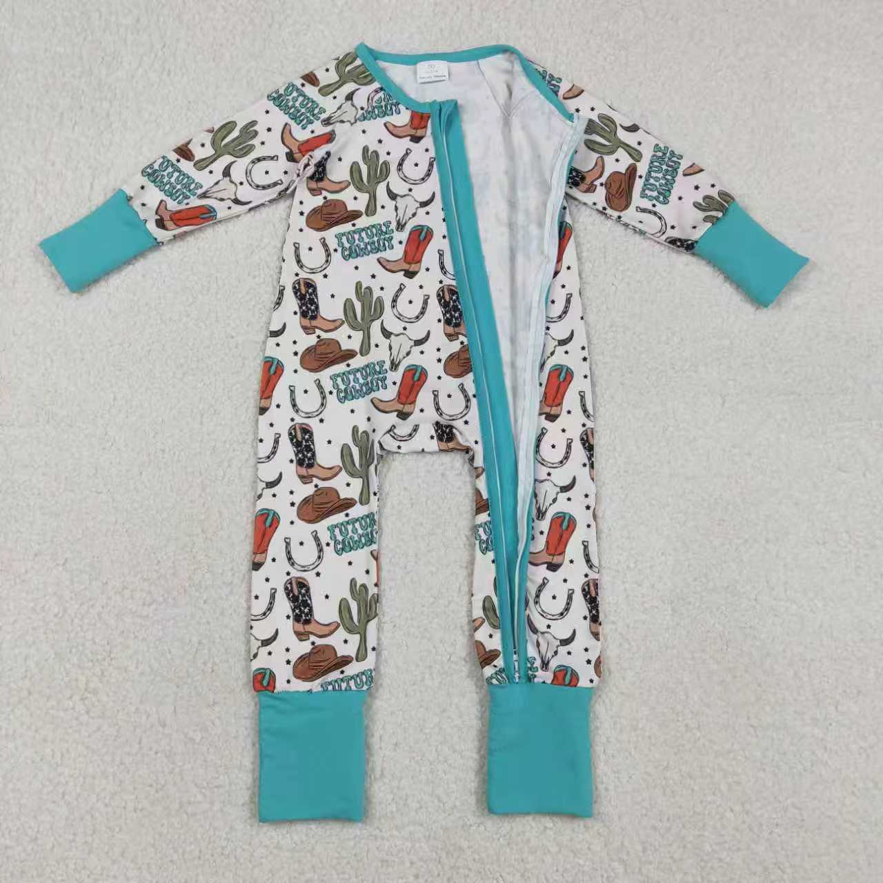 Western design toddle baby long sleeve romper