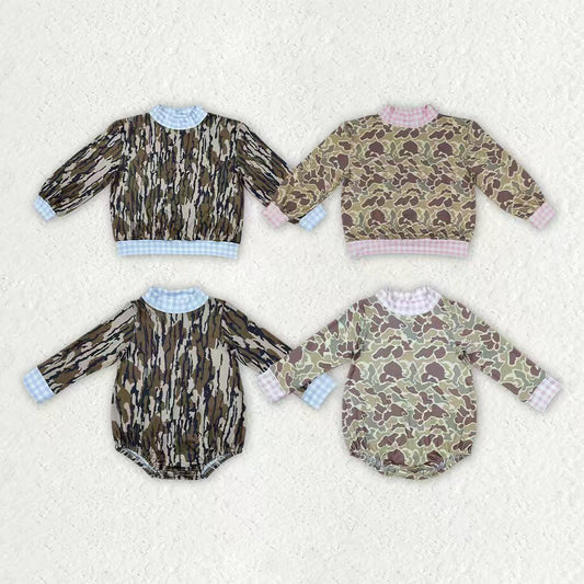 Camo print boys long sleeve pullover top