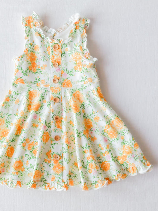 Baby girl yellow floral boutique dress