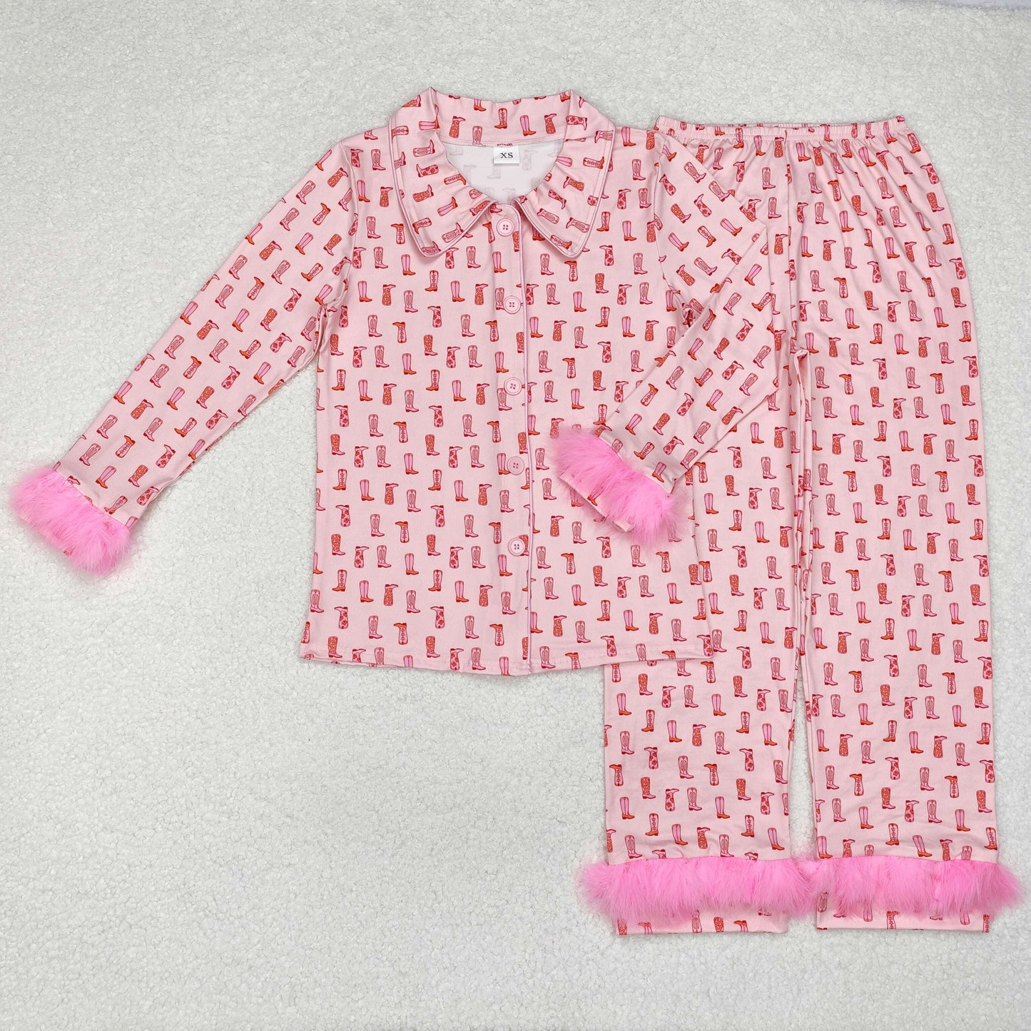 Mommy and Me  western boots long sleeve matching pajama set