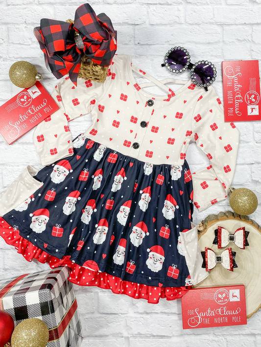 baby girl Christmas santa claus long sleeve fall winter dress