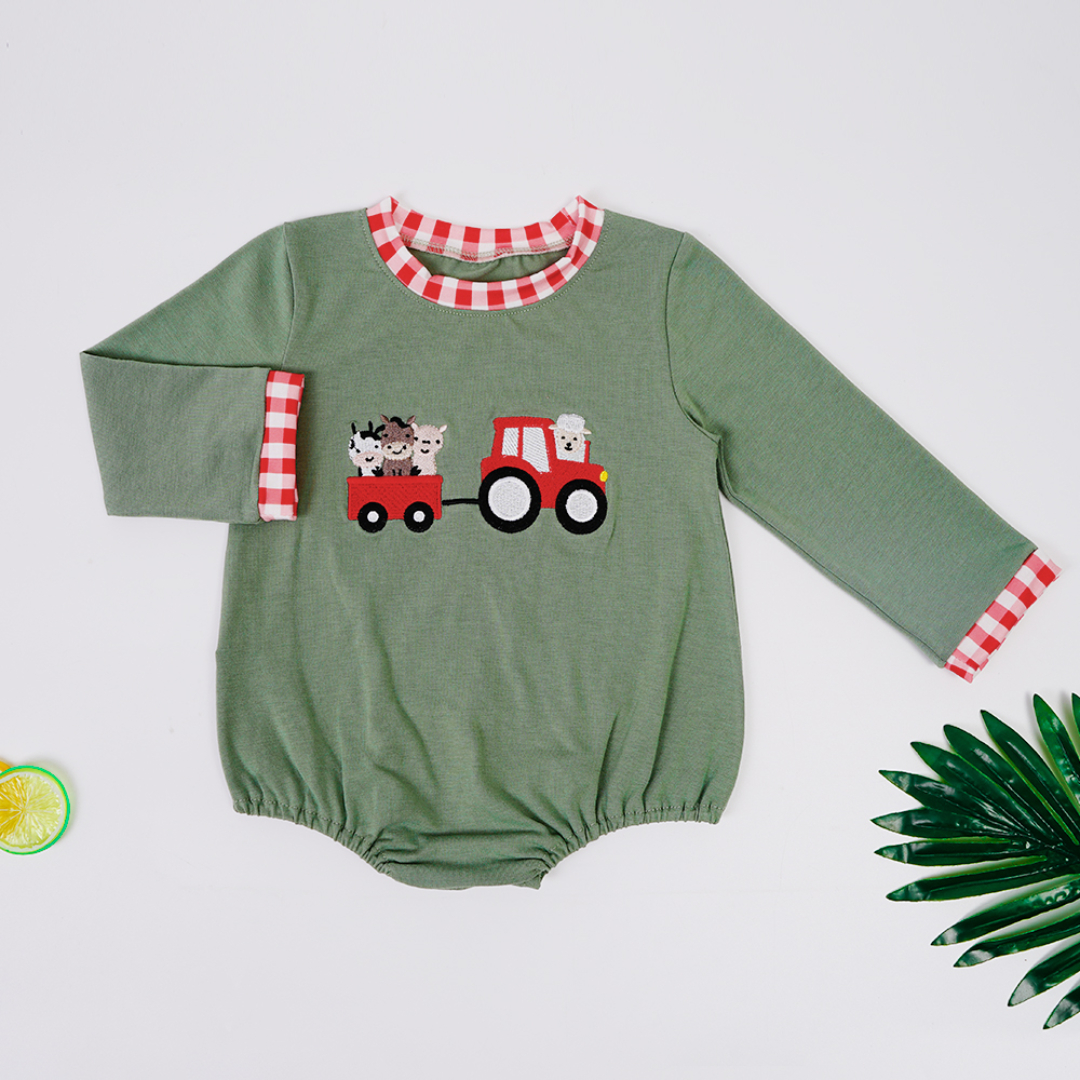 toddle baby boy farm animal tractor romper