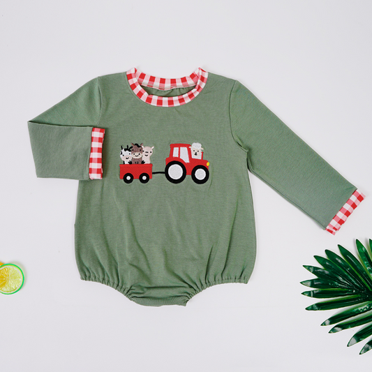 toddle baby boy farm animal tractor romper