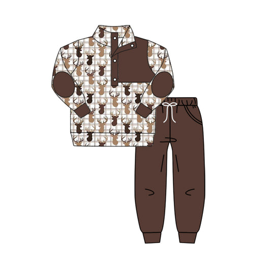 hot sale baby boy long sleeve fall winter reindeer clothes set preorder