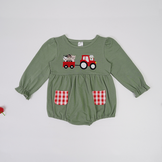 toddle baby girl farm animal tractor romper