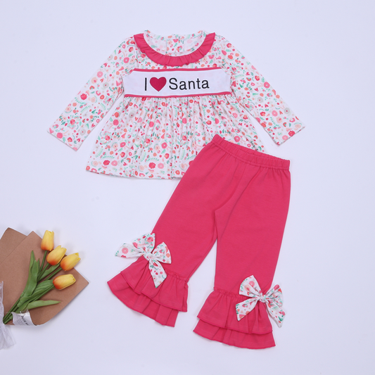 baby girl i love santa wholesale christmas design clothes