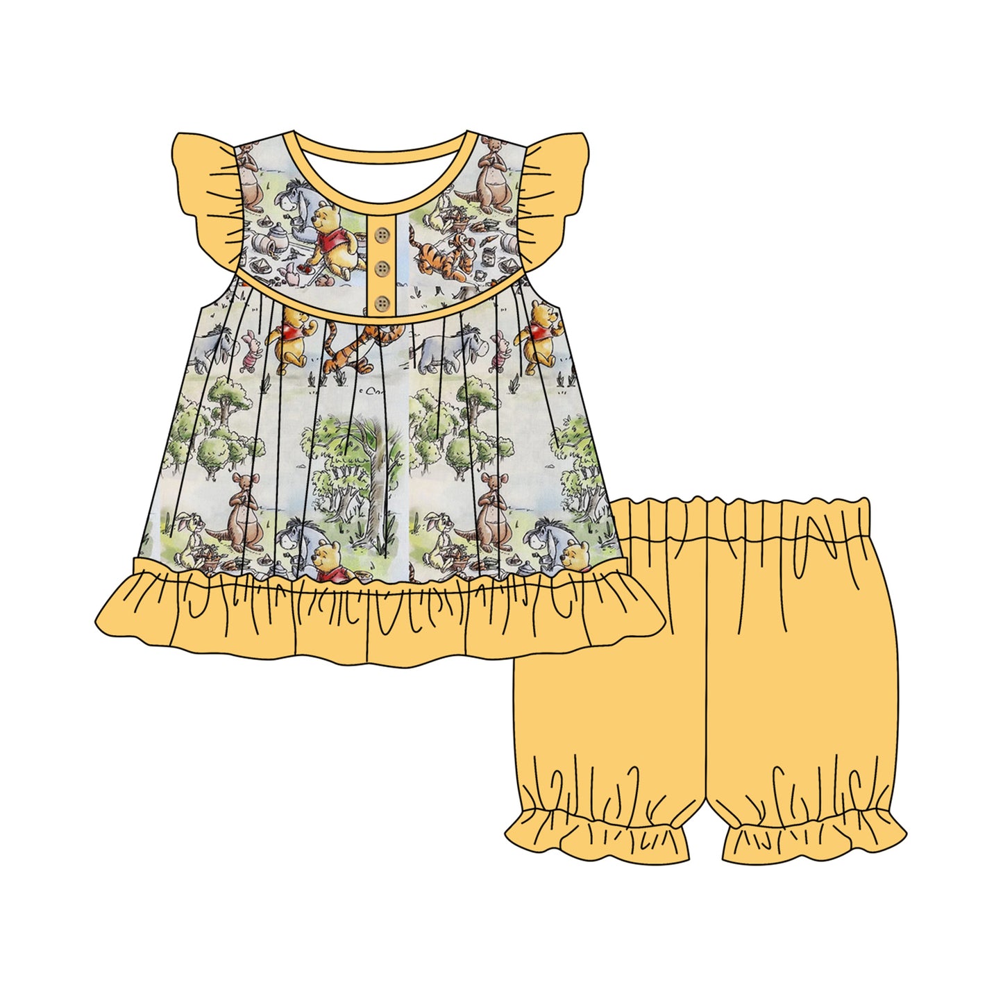 baby girls cartoon bear design outfit