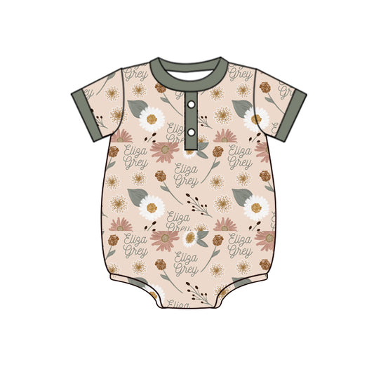 infant baby short sleeve floral button romper