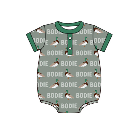 infant baby short sleeve mallard duck button romper