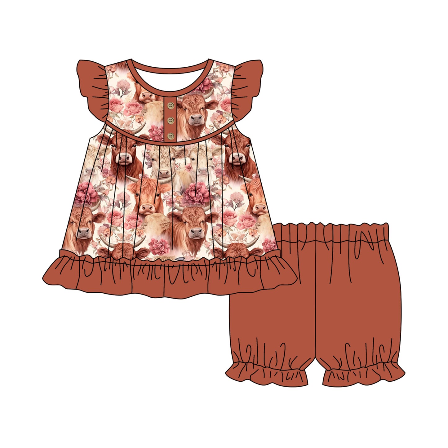 baby girls highland cow outfit