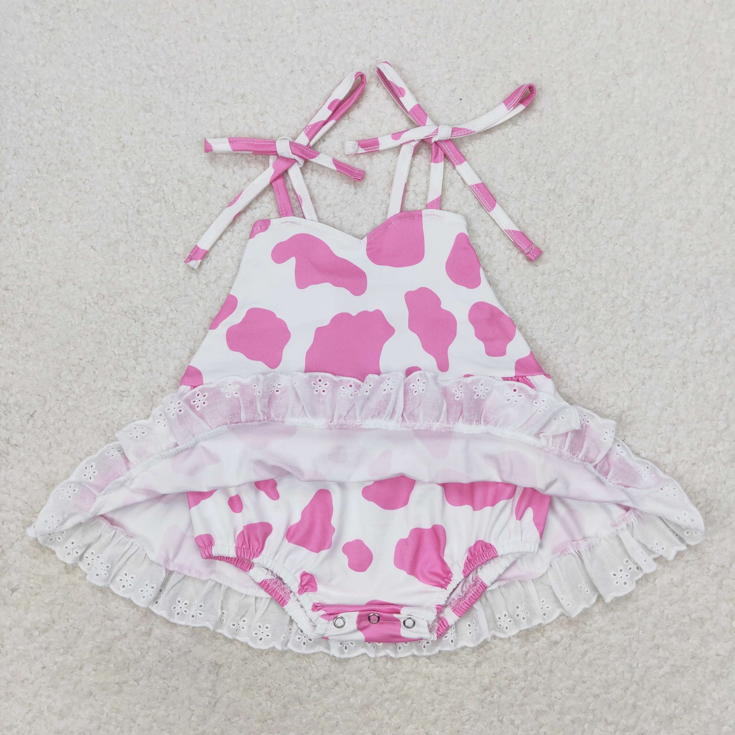 pink cowhide toddle girls summer romper