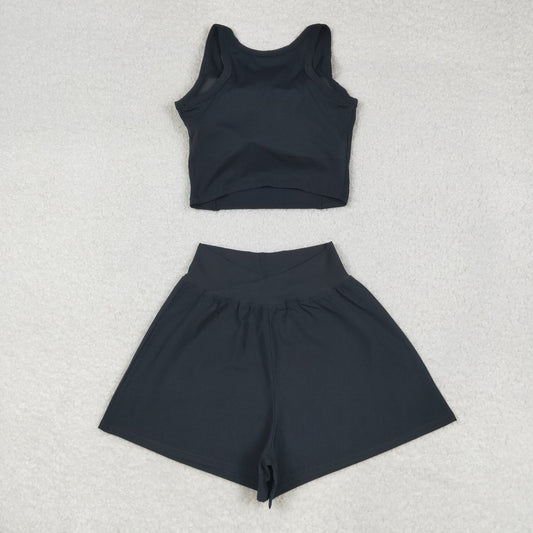 USA SHOP Adult women black yoga short set GSSO2649