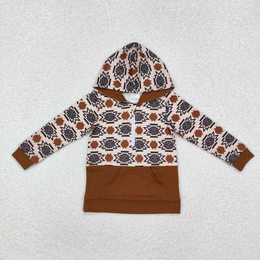 Western Brown Aztec Long Sleeve Pullover