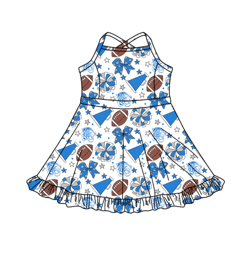 Toddle girls wholesale custom team design Baby Girls Strap Stars Bows Yoga Ruffle Knee Length Dresses Activity Wear Cute Kids Clothing