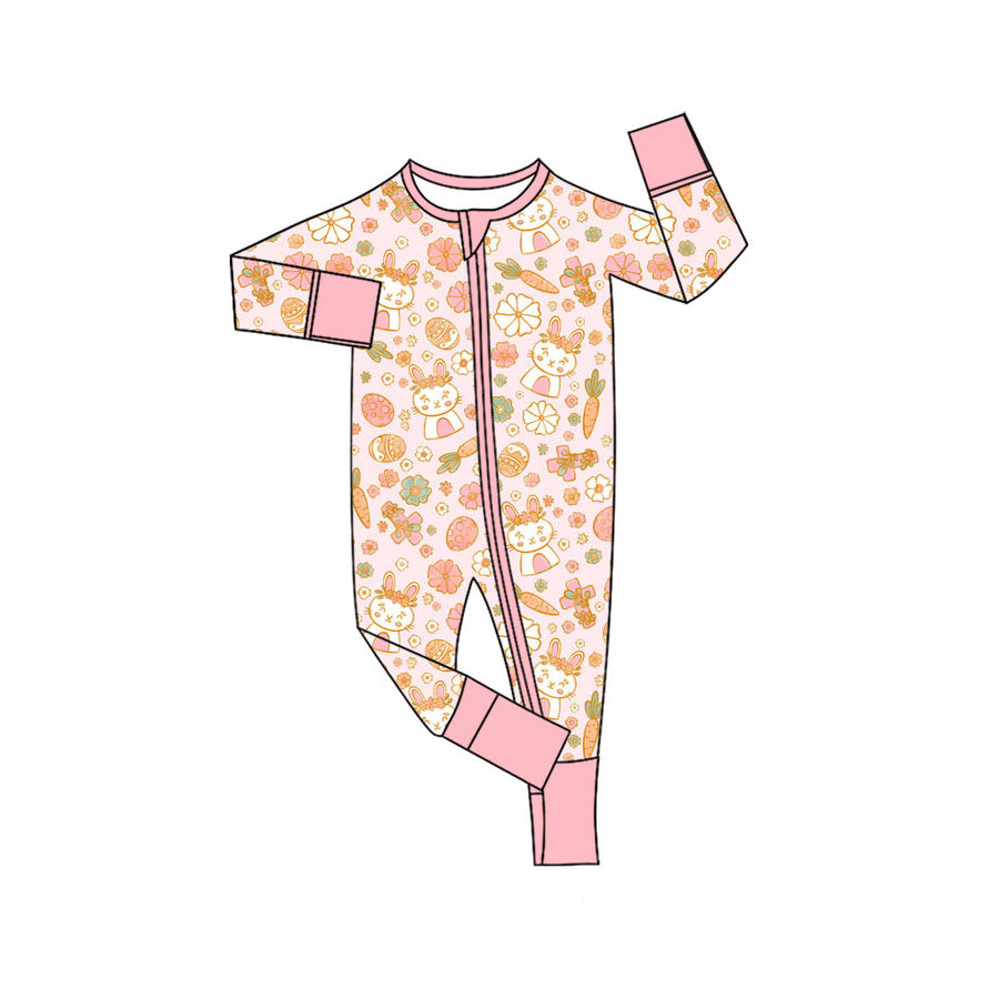 Easter bunny design kids long sleeve boutique romper