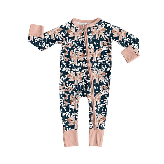 toddle baby pink bow zip romper wholesale factory price